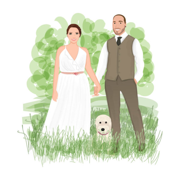 Wedding illustration happy couple