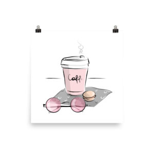 Coffee and Pink Glasses Poster